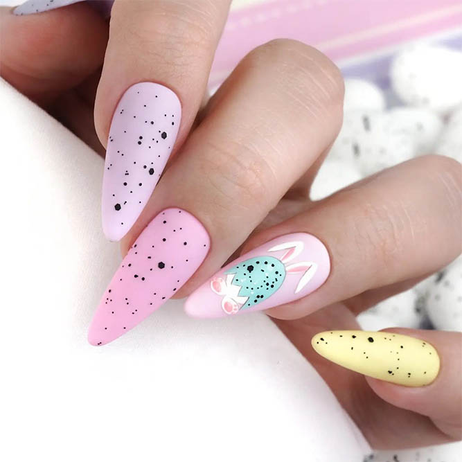 Pink and Yellow Easter Nails