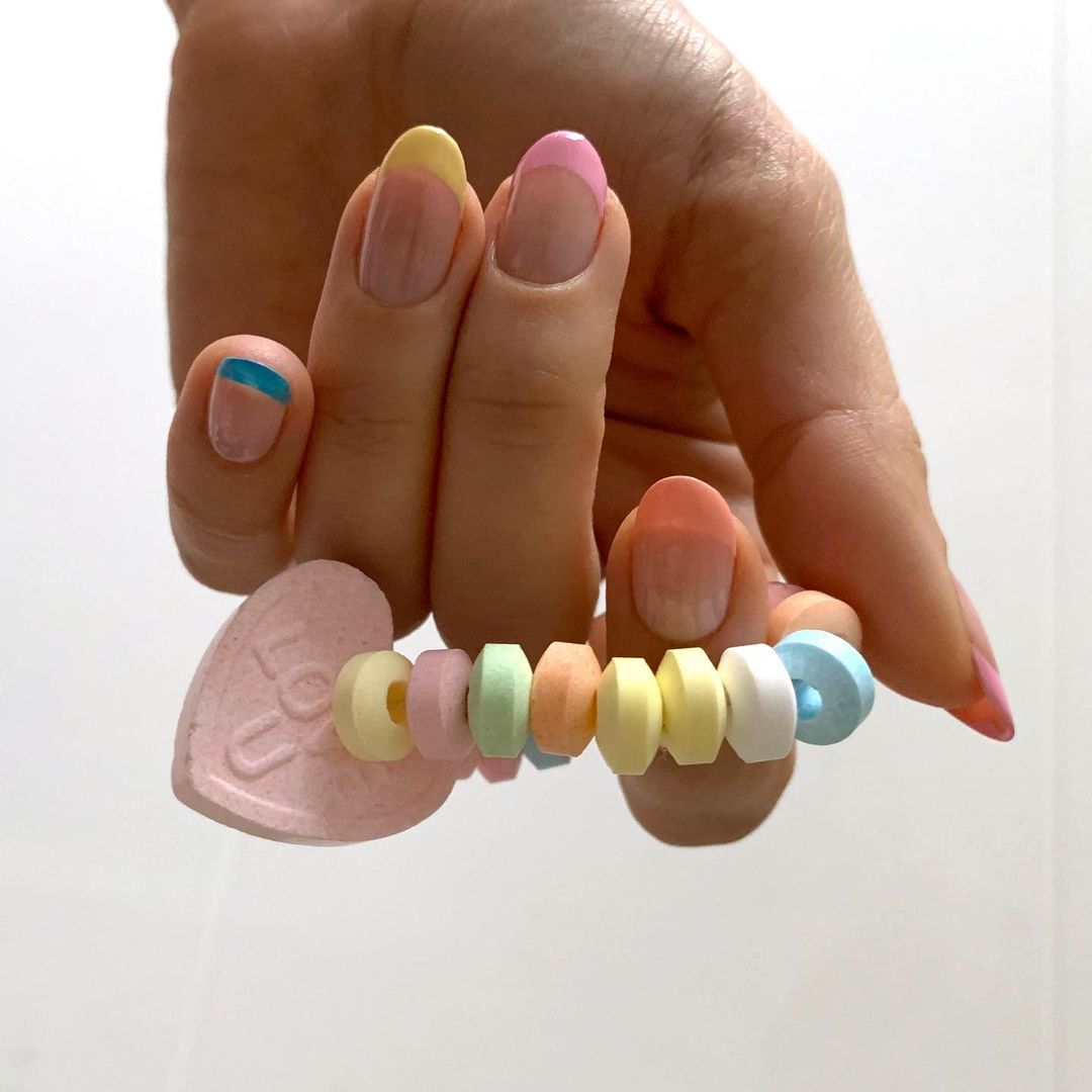 French Pastel Rainbow Easter Color Nails