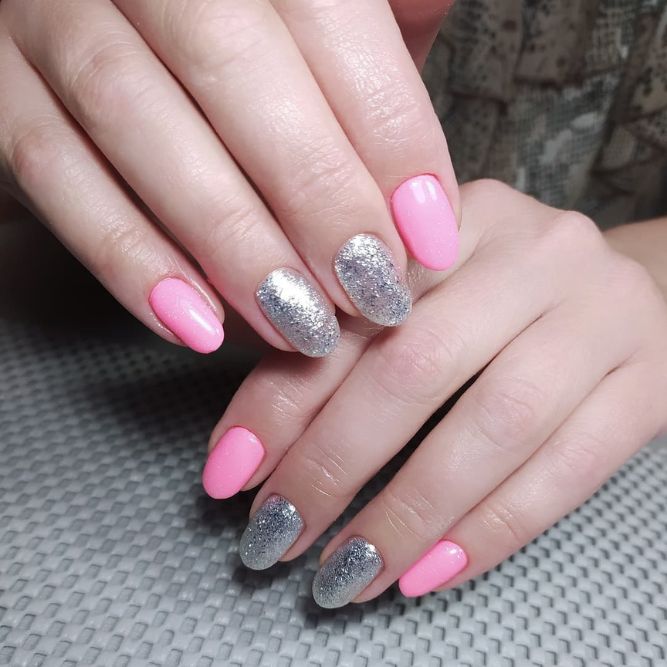 Light Pink Nails Silver