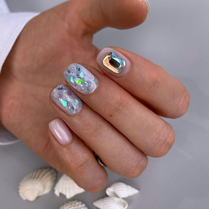 Shattered Glass Korean Nails