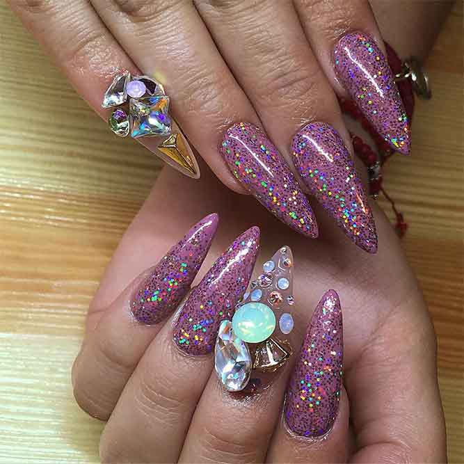 Pink Designs for Long Nails