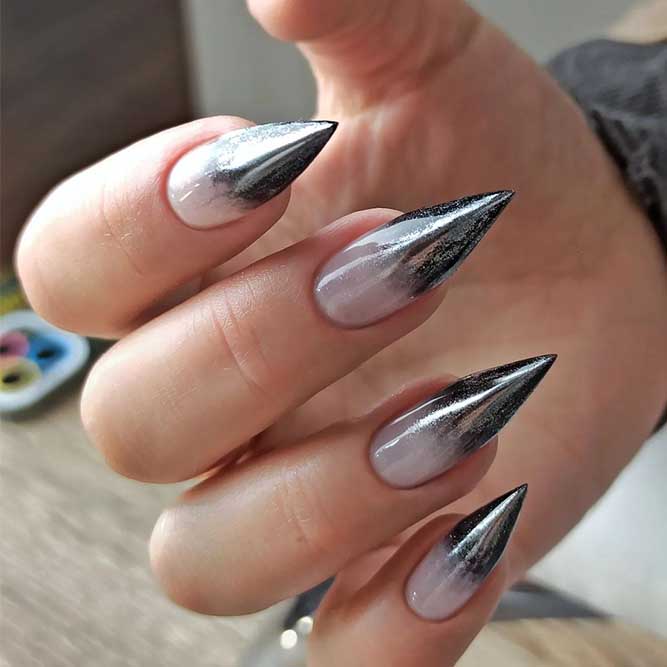 Silver Chic Stiletto Sassy Nails
