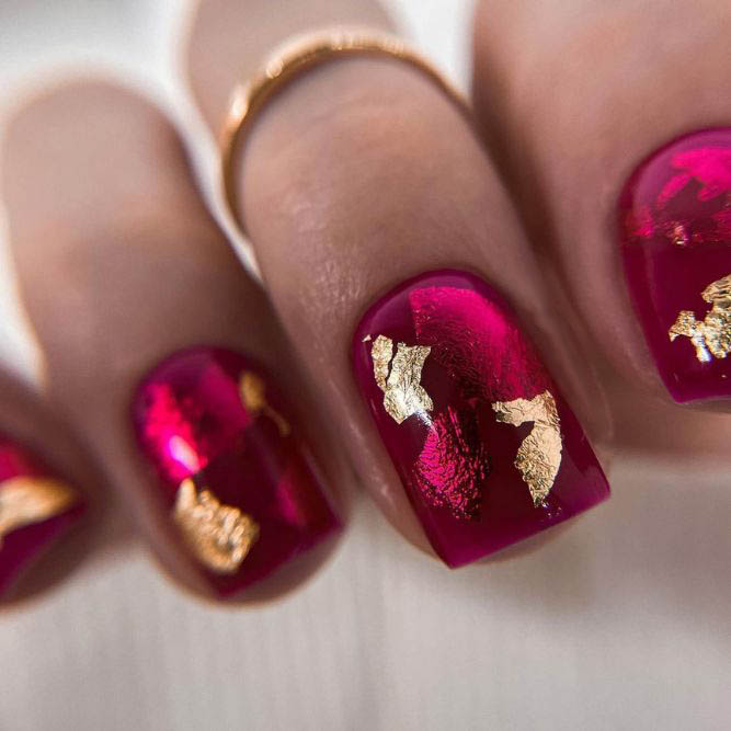 Sparkling Square Nail Designs Gold