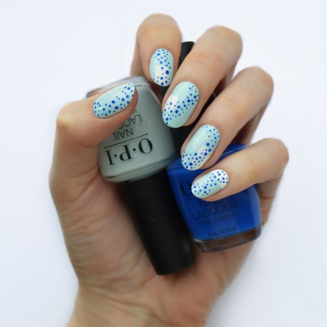Blue Dots For Decoration Your Spring Nails