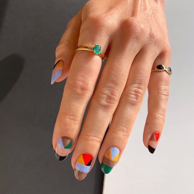 Sweet Color Chevrons Nails Art
