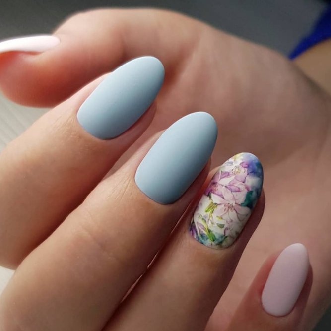 Blue Floral Themes For Spring Nail Designs