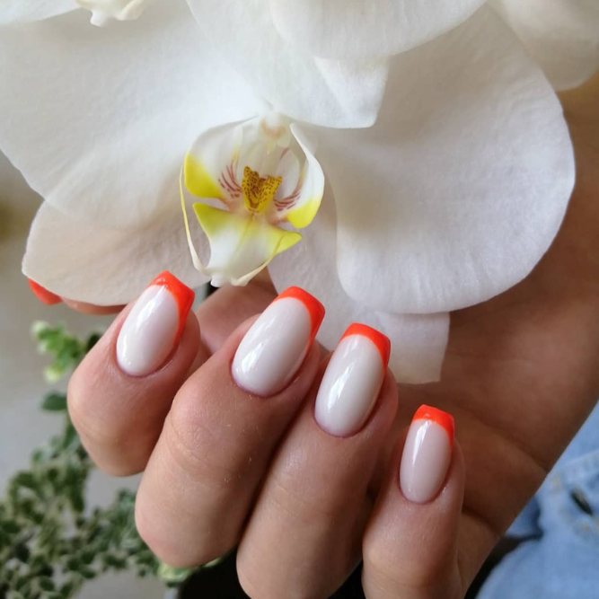 Spring Nails With Orange French