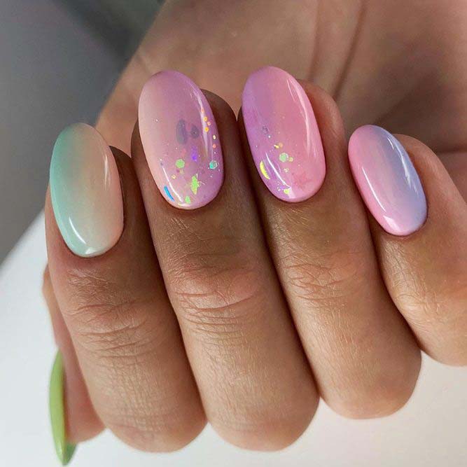 Elegant Pink Shining For Spring Nails Design