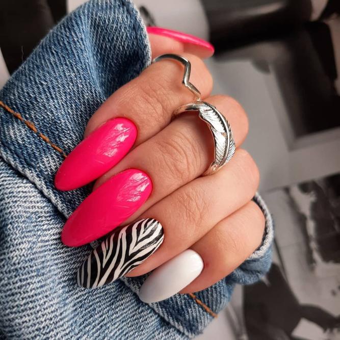 Pink and White Spring Nails