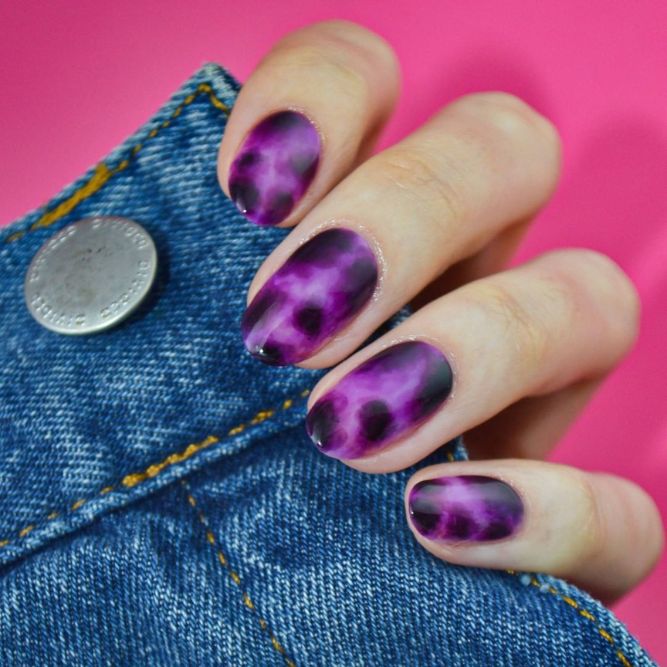 Spring Nails Violet and Black