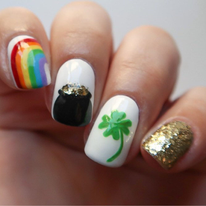 Lucky Nails With Hand Painted Black Pot