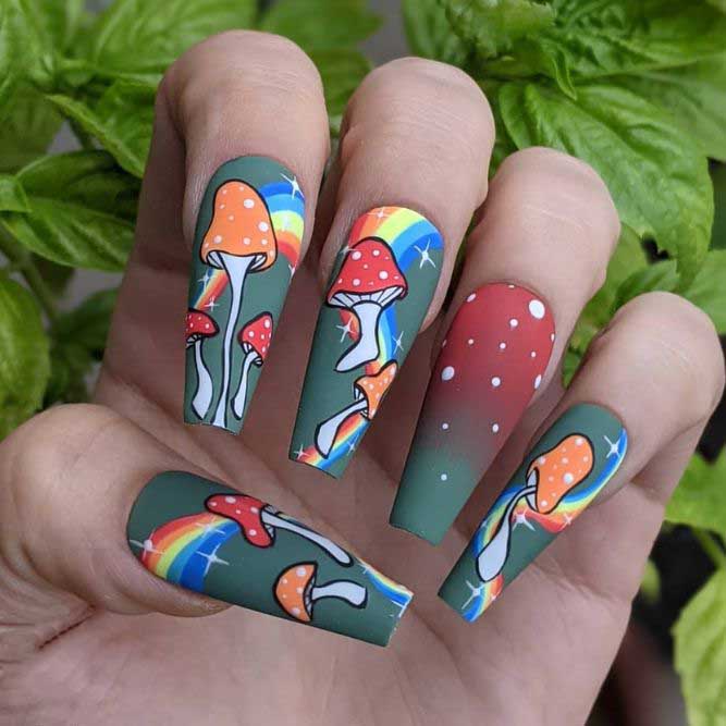Extraordinary Lucky Nails Designs Mushrooms
