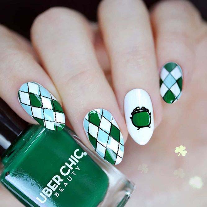 Lucky Nails With Hand Painted Pot of Gold
