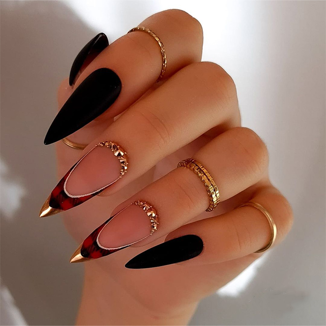 Red and Black Cells Nails Design