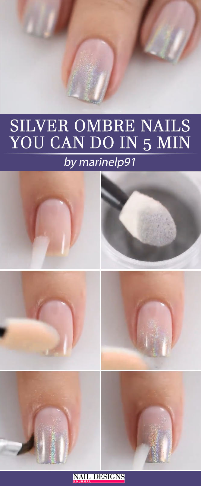 Silver Glitter Ombre Nails You Can Do In 5 Min