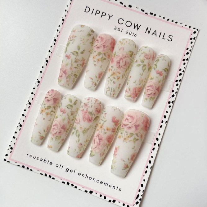 Flower Nail Design For Press On Nails