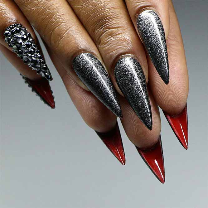 Silver Nails with Red Bottom 