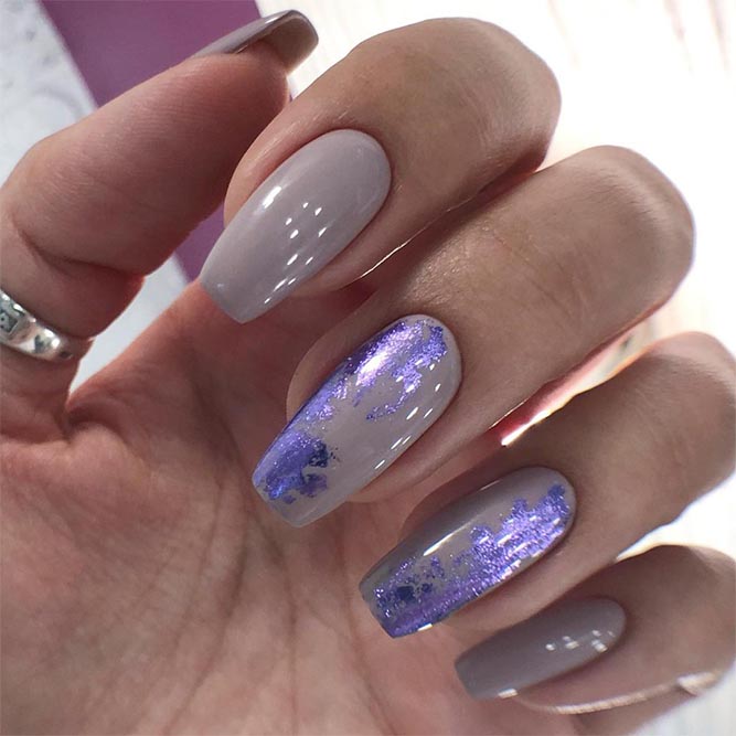 Ultraviolet and Nude Coffin Nails