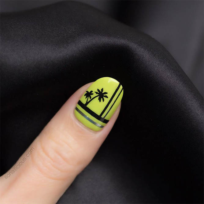 Yellow Palm Beach Nails Design 