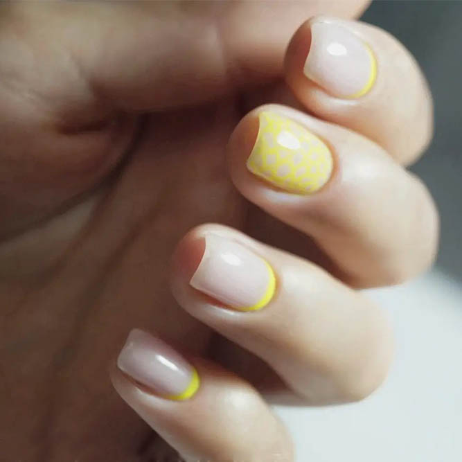 Nude and Yellow Sunny Summer Nails
