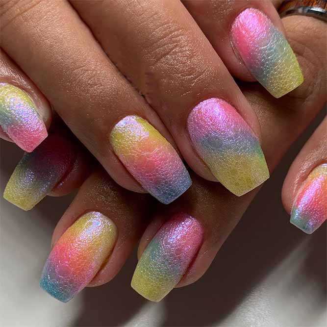 Watercolors Rainbow Nails