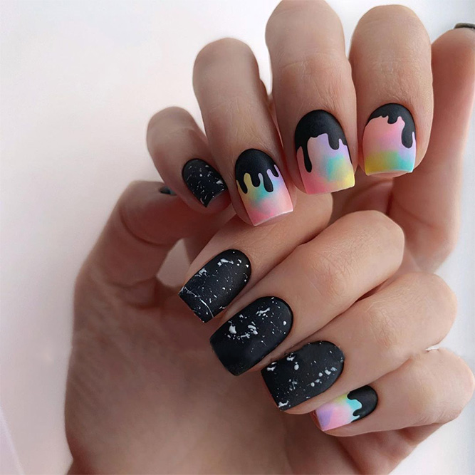 Colorful Matte Abstract Nails