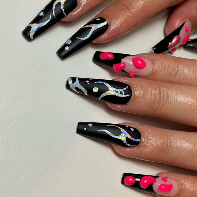 Black French Coffin Nails