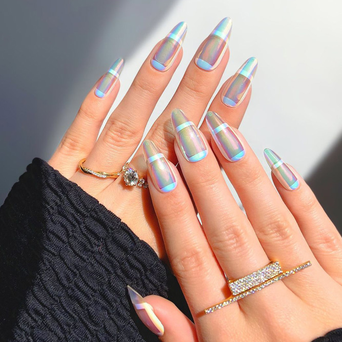 French Tip Nails With Chrome