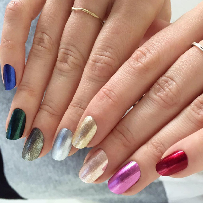 Mix And Match Chrome Nails