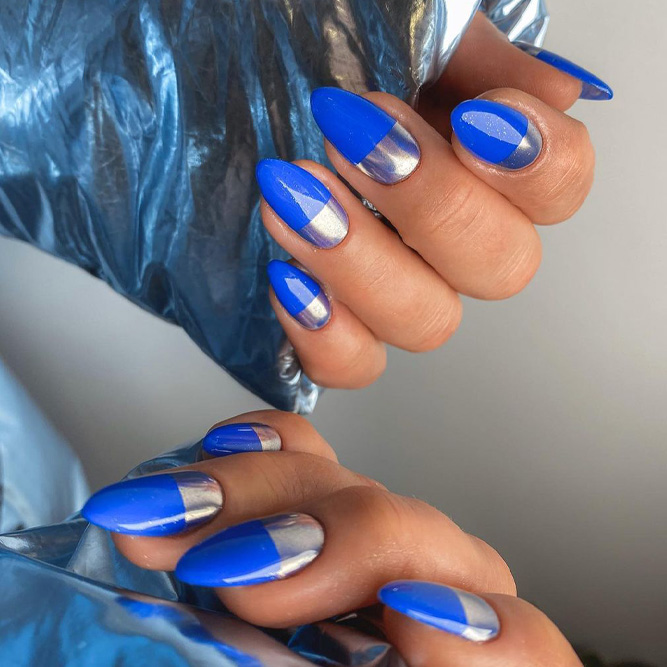 Royal Blue Chrome Nails