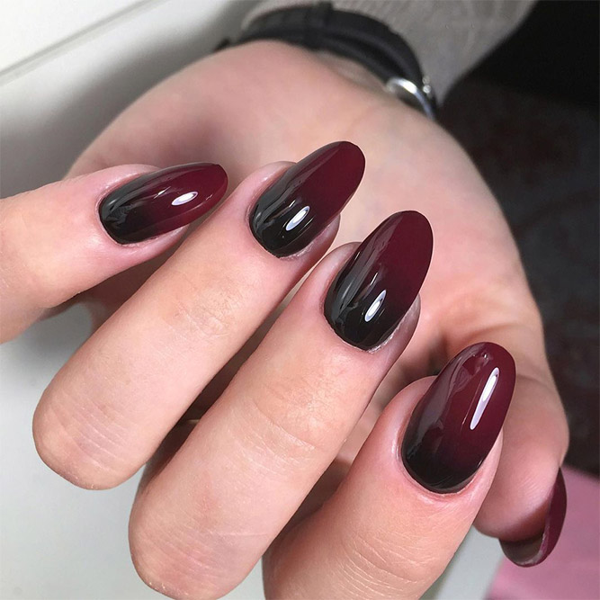 Black Burgundy Classy Nails