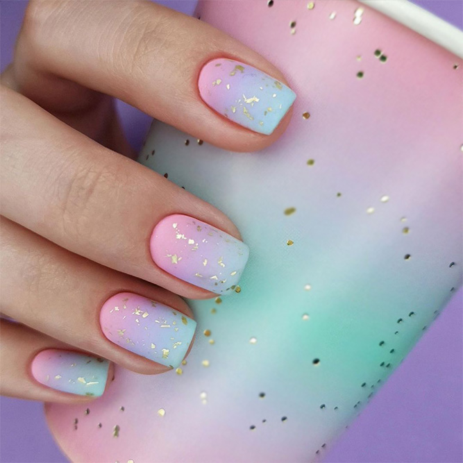 Pink and Blue Ombre Nails with Glitz