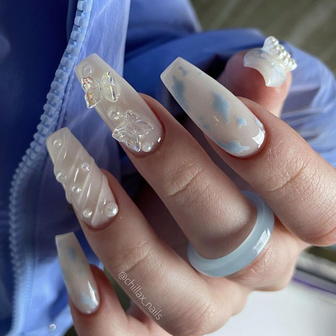 Fancy Nails With 3D Accents