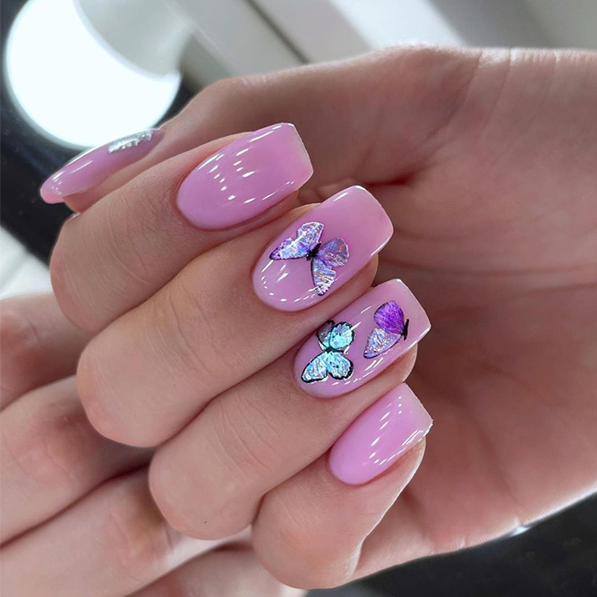 Pink Butterfly Nail Art Stickers