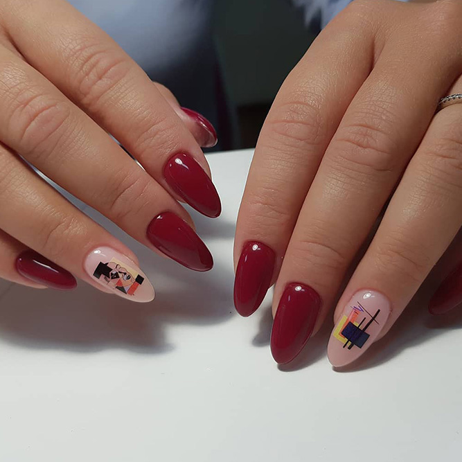 Red and Black Abstract Nail Stickers