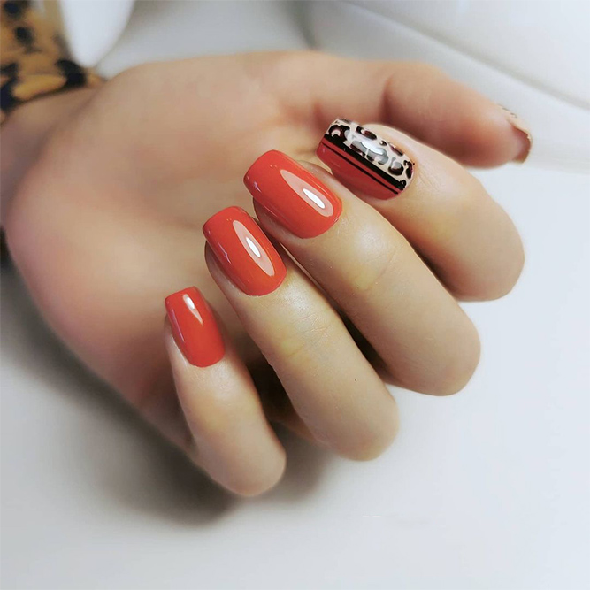 Red Animalistic Nails Combination