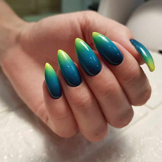 Neon Green and Blue Ombre