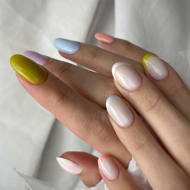 Light Colorful French Manicure
