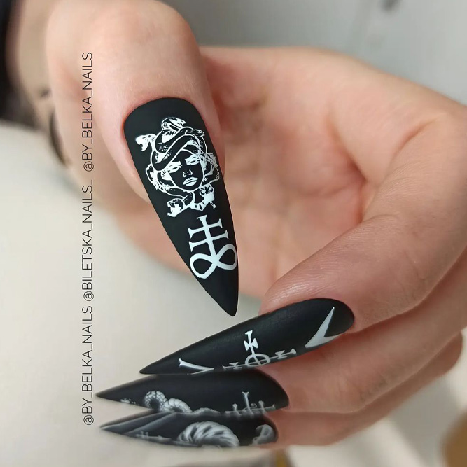 Black Pointy Stiletto Nails