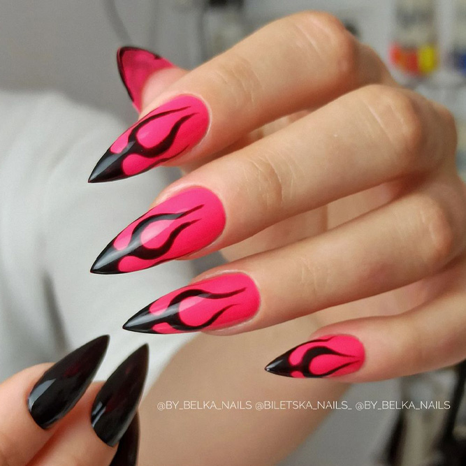 Neon Pointy Stiletto Nails