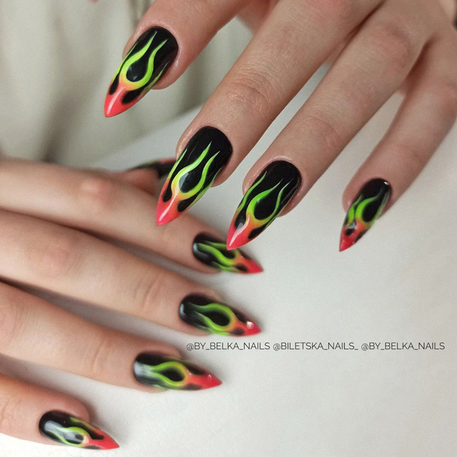 Neon Stiletto Nails