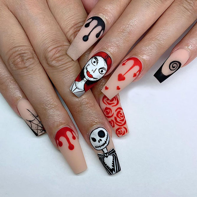 Halloween Bloody and Nude Nails
