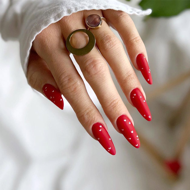 Long Matte Red Nails
