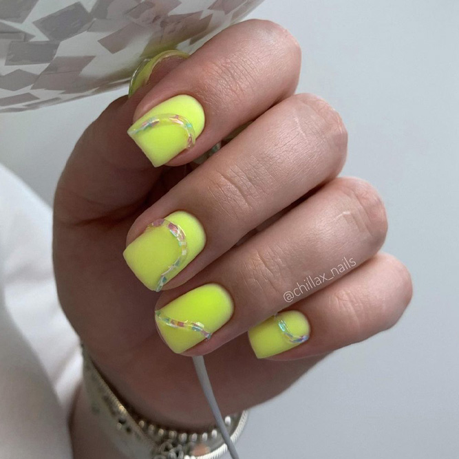 Neon Yellow Square Nails