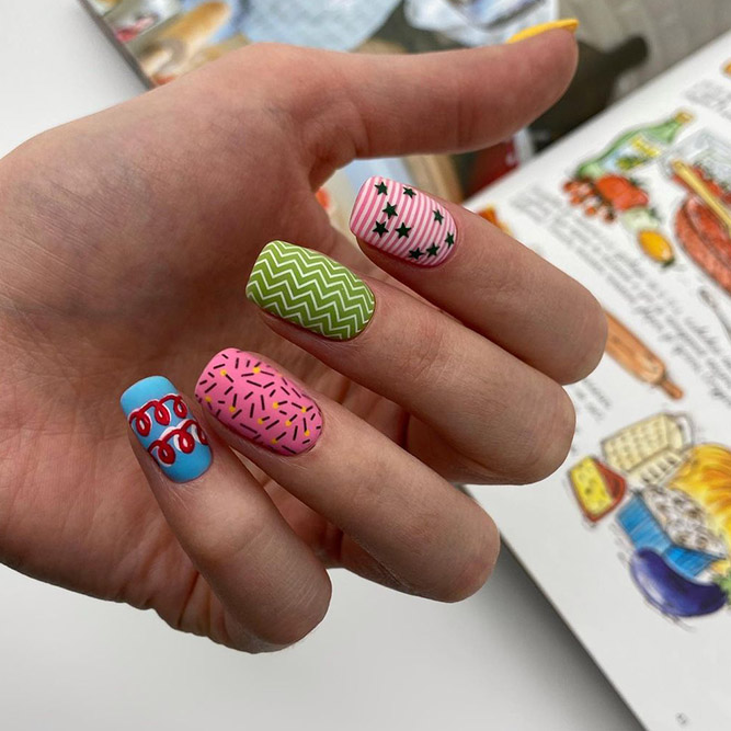 Geometric Colorful Summer Nails