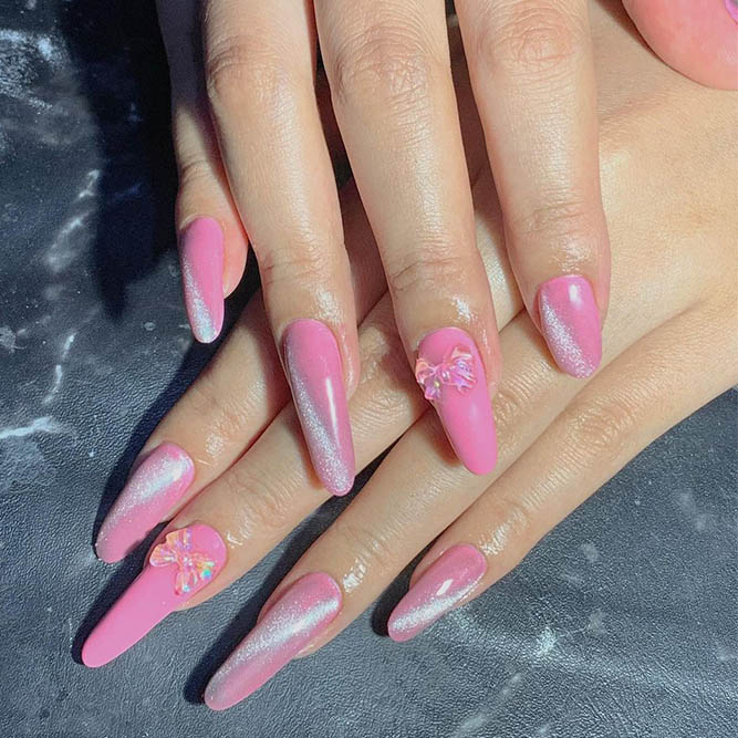 Light Pink Metallic Nails