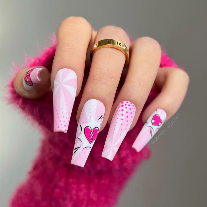 Pop Art Pink Acrylic Nails