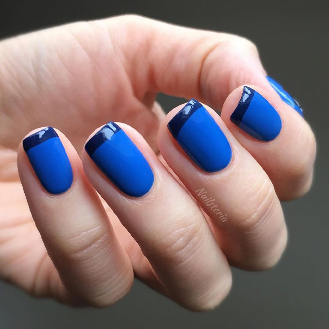 Contrasting Blue French Manicure