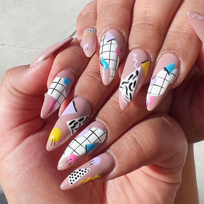 Clear Graduation Nails with Geometric Design