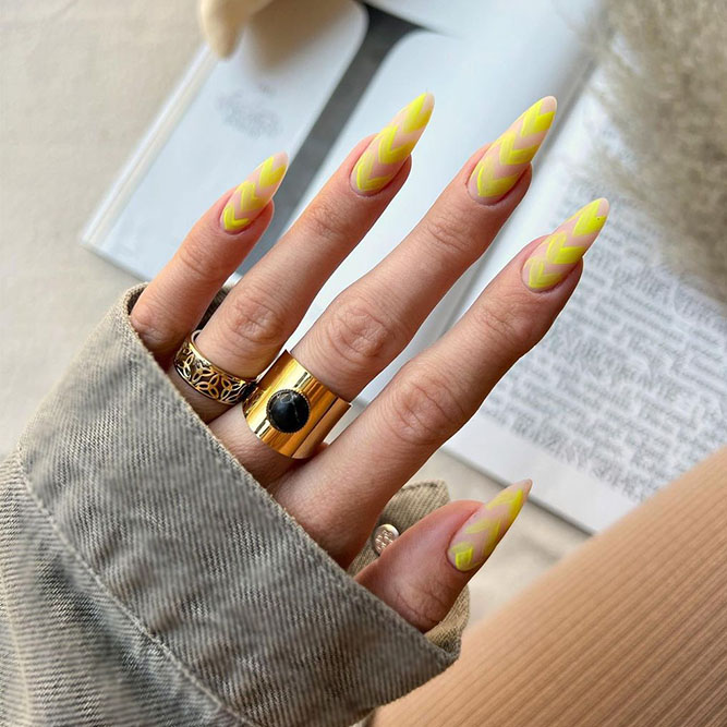 Sunny Yellow Nails with Negative Space